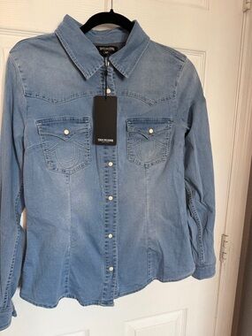 True Religion Light Blue Western Denim Shirt